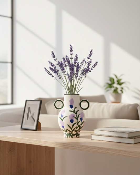 Lavender Bloom Hand Painted Flower Vase