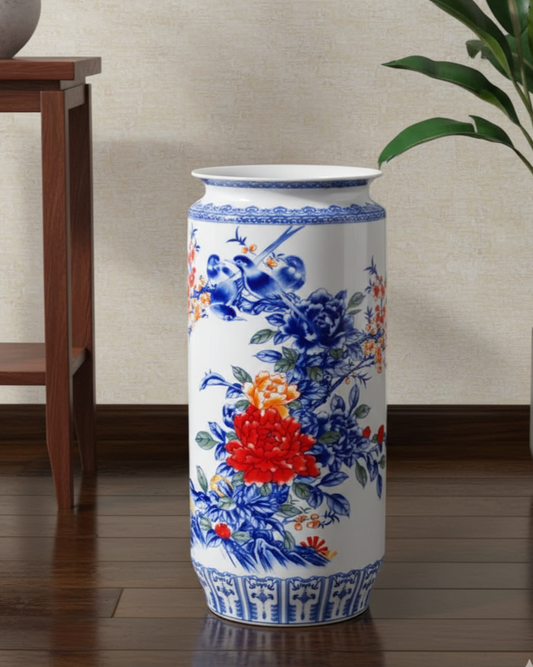 Whispering Petals Harmony Cylinder Vase - White